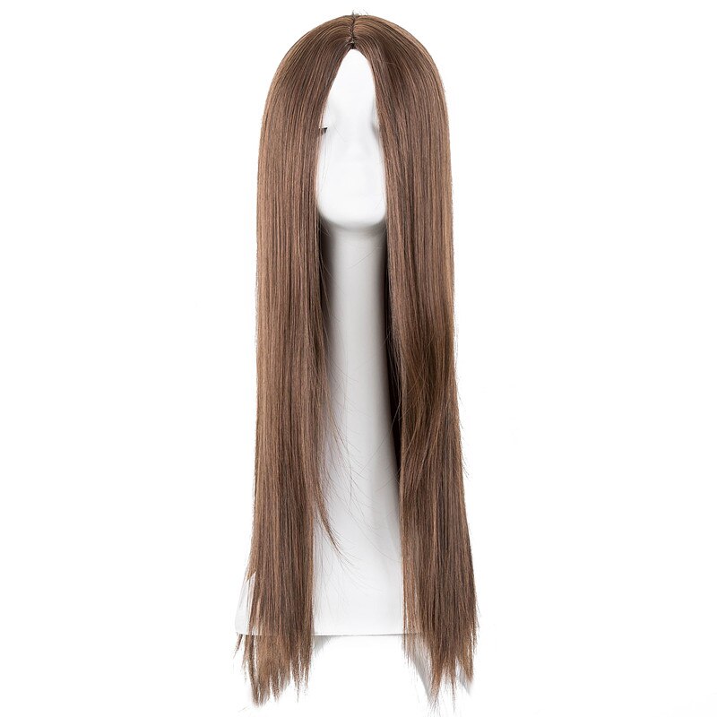 Fei-show-peluca negra sintética resistente al calor, pelo largo y liso, línea media, disfraz, Cosplay, 26 pulgadas, peluquín para y salón: 1B/30HL