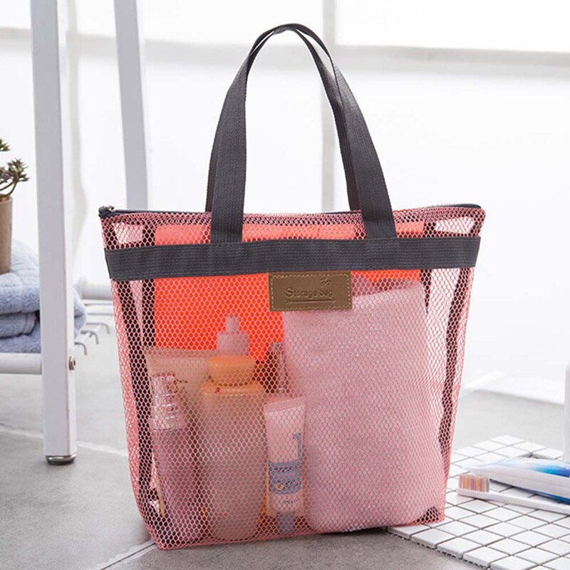 2 Stuks Mesh Trekkoord Tas - Grote Nylon Organizer Opbergzakken voor Zwemmen, Strand en Zwembad - Zwarte Net Tassen (30x40cm