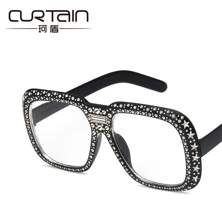 Trendy grote imitatie zonnebril met diamanten montuur, europese en amerikaanse persoonlijkheid, imitatie diamanten ster