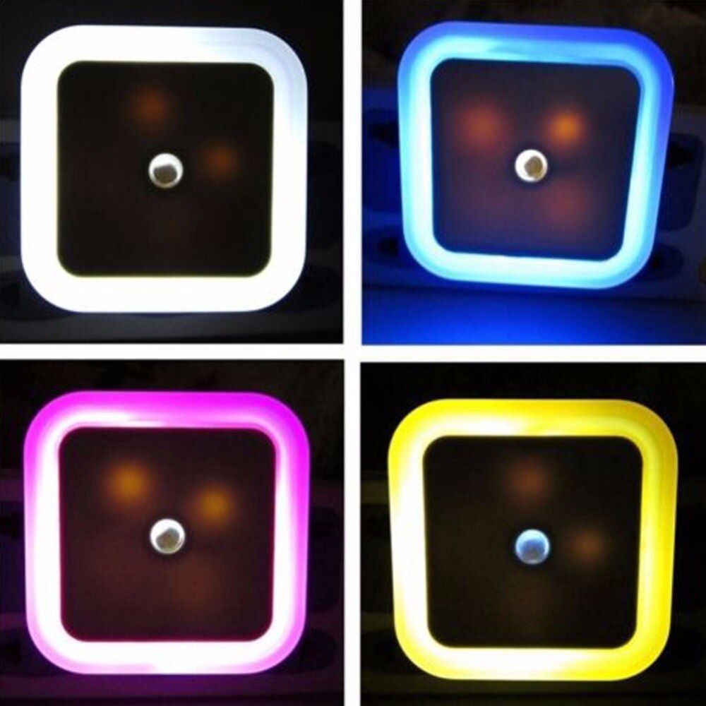 Led natlys i stik med sensor kontrol babylampe 220v eu stik stikkontakt lys farver sendes tilfældigt