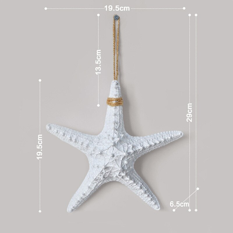 Conch Starfish Beach Decor Nautical Home Bedroom Living Room Hanging Vase Background Wall Decoration Seashells: white