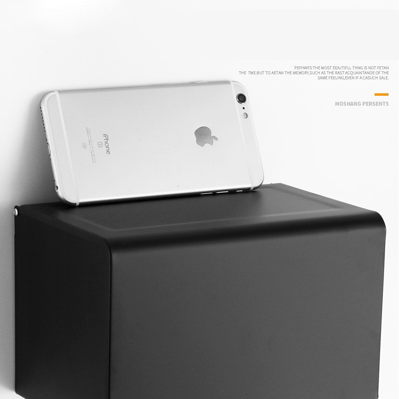 Zwarte Verf Papier Houder Telefoon Rack Papier Doos Ruimte Aluminium Materiaal Badkamer Hardware Wc Plank
