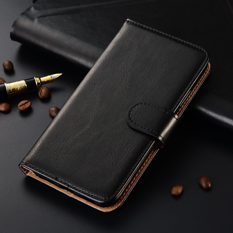 Luxe wallet case voor BQ BQ-6010G Practic PU Leer Speciale Flip Case Met Card Pocket Ultra-dunne Telefoon Cover, kickstand case: Black