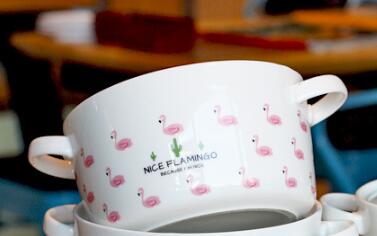 Flamingo tryk salatskål farverige porcelænsskåle søde suppeskål nudler dessert snack skål husholdningsservice: Mere