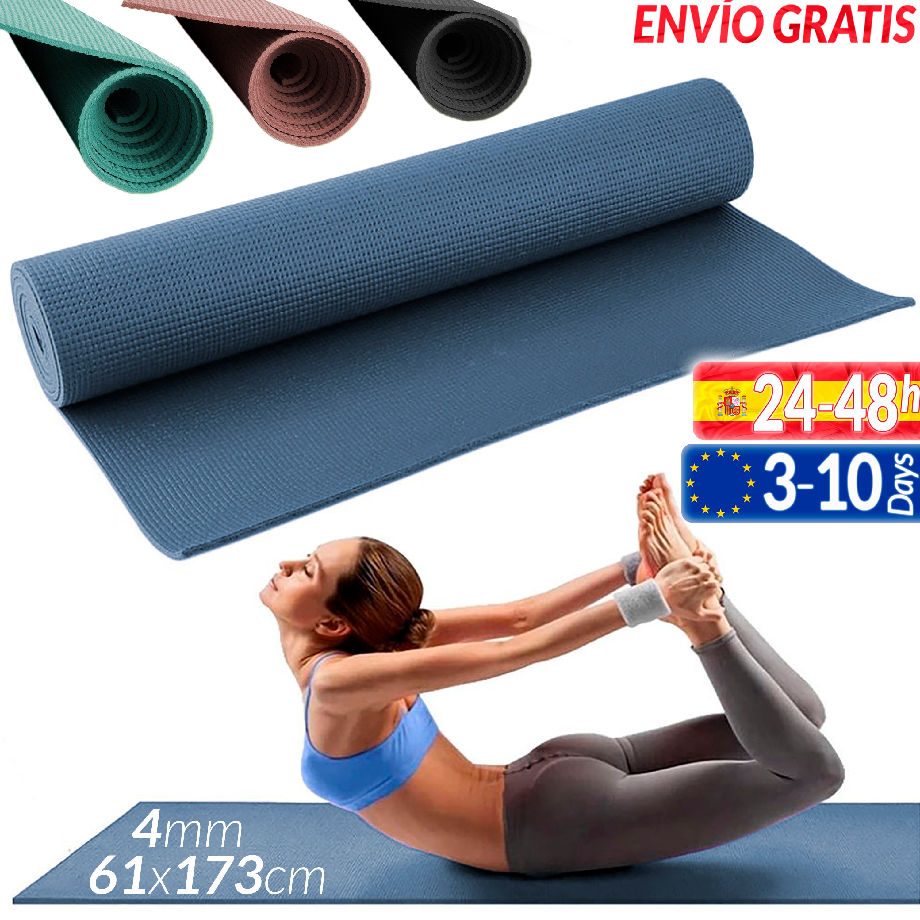 Esterilla para Yoga Gimnasia Colchoneta de Fitness Pilates Mat Alfombra Deporte Crossfit