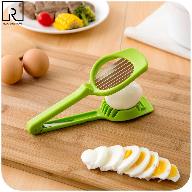 Egg Cutter with Long Handle Stainless Steel Slicers for Boil Eggs Cutting Gadgets Fruit Kiwi Jujube Slicer Kitchen Cooking Tools