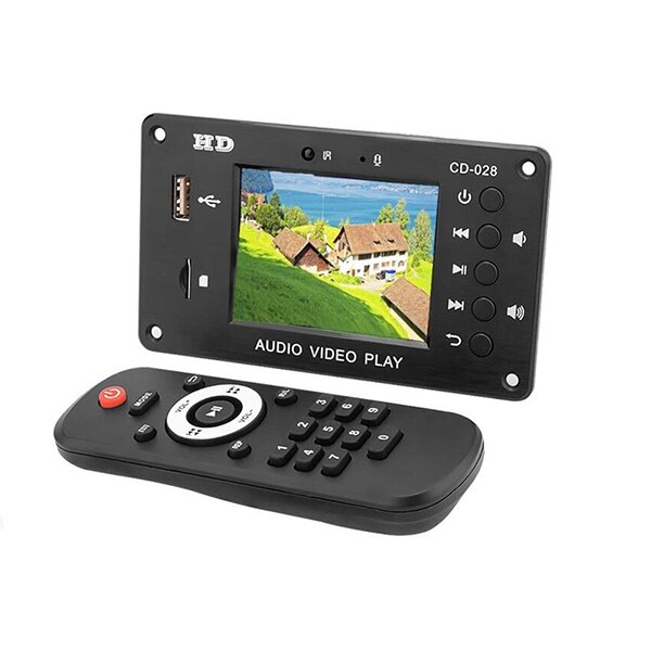 Tenghong-REPRODUCTOR decodificador MP3 Bluetooth 5,0, 2,8 pulgadas, HD, 7-24V, módulo de decodificación de vídeo Multimedia, AUX, USB, tarjeta TF, amplificadores de sonido DIY: Plata