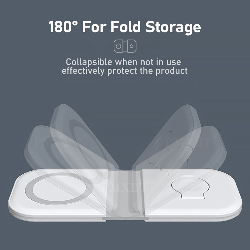 Foldable Magnetic Duo Charger Mag For Safe iPhone 12 Pro 2in1 Wireless Dual-Charger For Apple iPhone 13 Mini iWatch Airpods Fast