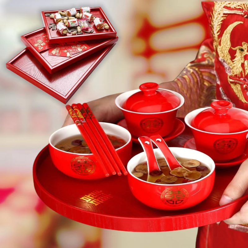 Escalier décoratif de mariage en bois massif rouge chinois, infuseur de thé à sec à la maison, fournitures de mariage