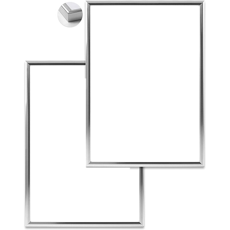2 Picture Frames, A4 Silver Picture Frames, with Unbreakable Plexi-Glass, Picture Frames for Family Photos, 21X30 CM