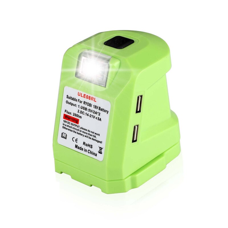 DC14.4-18V/5A DIY Battery Adapter For Ryobi One+ 18V Li-ion Battery P743 PSK005 PBP2003 P107 Dual USB LED Light Power Tools Part: Default Title