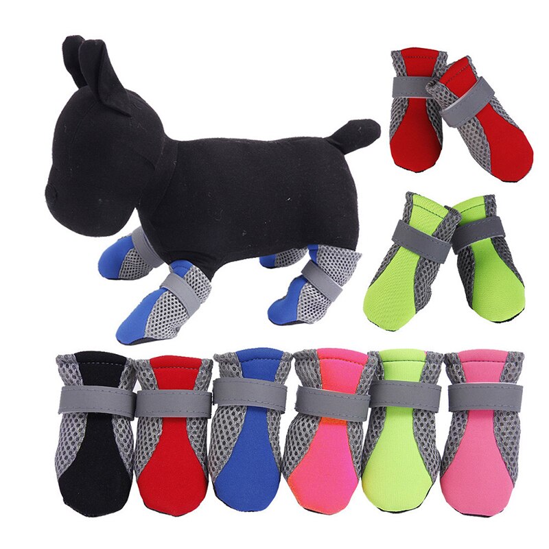 Hondenschoenen antislip lente zomer huisdier laarzen pootbeschermer reflecterende banden hond chihuahua teddy schattige ademende netschoenen