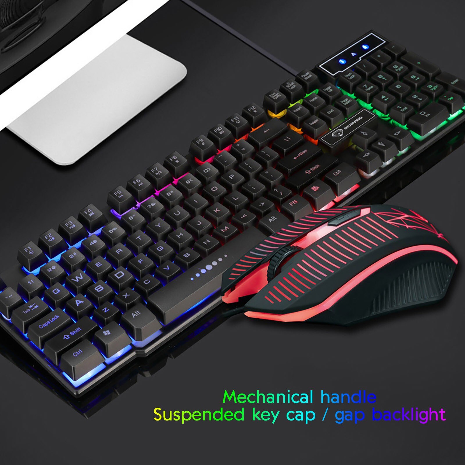 Keyboard And Mouse Combo Gaming Mechanical Color Breathing Backlight 104 keys Mouse Gamer Kit For Computer Game PC Laptop