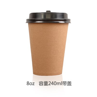 100 Stks/pak Papier Koffiekopje Wegwerp Papier Cup Met Deksel Cover Eco Vriendelijke Thee Cup Drinken Accessoires: 240ml with lid