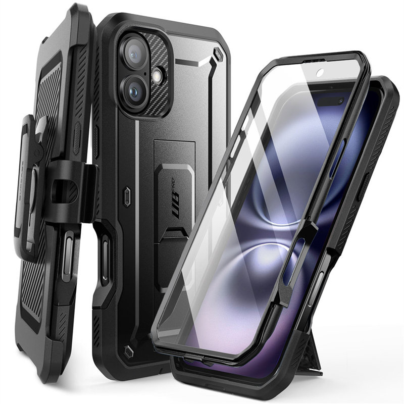 SUPCASE For iPhone 16 Case 6.1" ) UB Pro Full-Body Heavy Duty Rugged Phone Case with Built-in Screen Protector: black