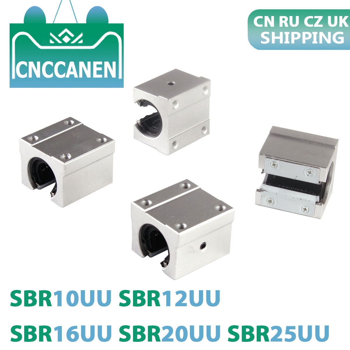 4 Stks/partij SBR10UU SBR12UU SBR16UU SBR20UU SBR25UU 12Mm 16Mm 20Mm Lineaire Kogellager Blok Voor Cnc Router sbr Lineaire Geleiderail