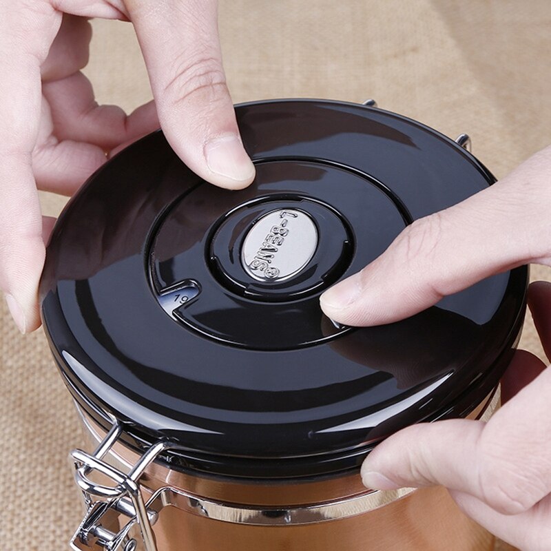 Coffee Storage Container Airtight Stainless Steel Coffee Canister Vault Coffee Bean Container with CO2 Valve to Keep Beans Fresh