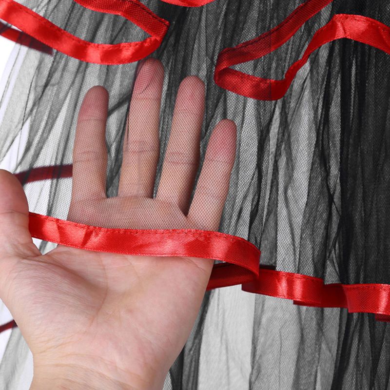 Womens Ballet Dance Tulle Tail Tutu Skirt Contrast Color Satin Trim Layered Ruffle Cake Party Bustle Bubble Underskirt Lingerie