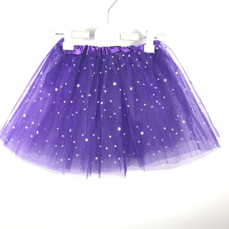 niños bebé estrella brillo falda tutú de baile para niña lentejuelas 3 capas tul niño pequeño pettiskirt niños gasa Rosa falda: Dark purple