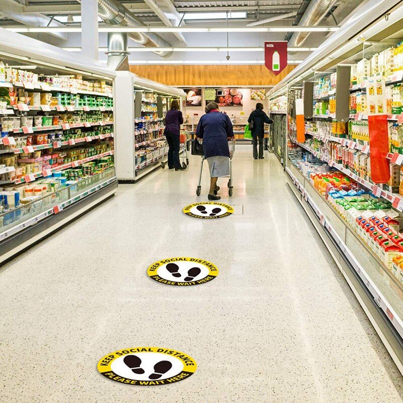 20Pcs Social Distancing Floor Decals Stickers Stand Here Safety Floor Sign Marker Waterproof Anti-Slip Stickers
