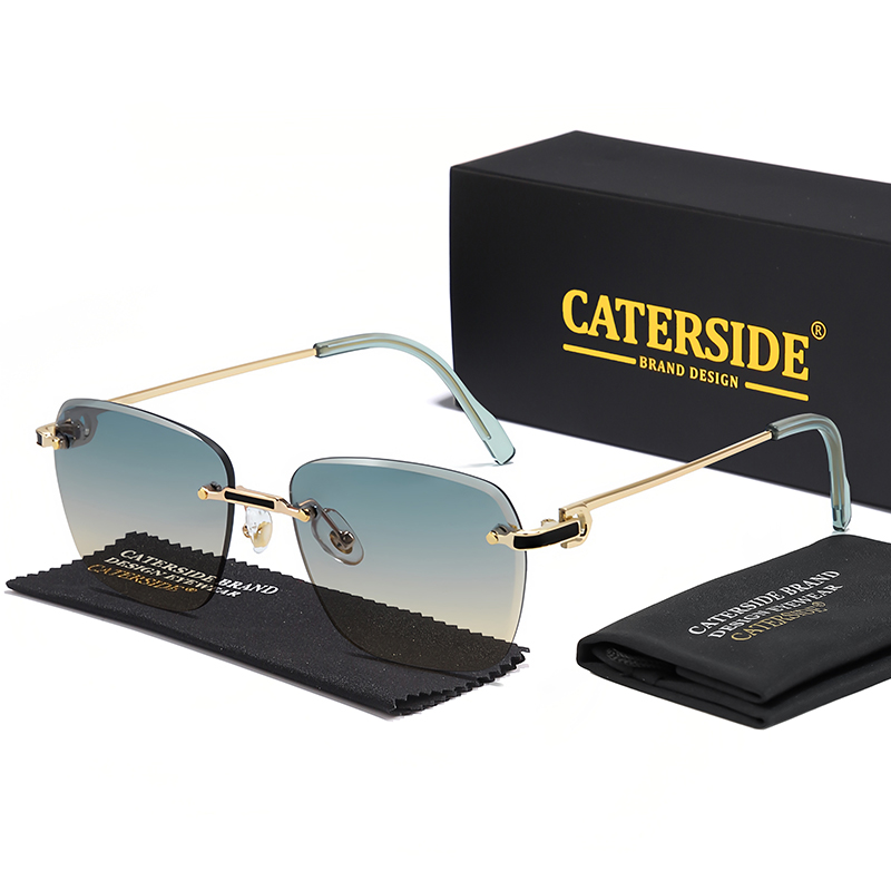 CATERSIDE pilote sans monture lunettes De Soleil hommes dégradé lunettes De Soleil femmes rétro affaires Shopping UV400 Lunette De Soleil Homme: MULTI
