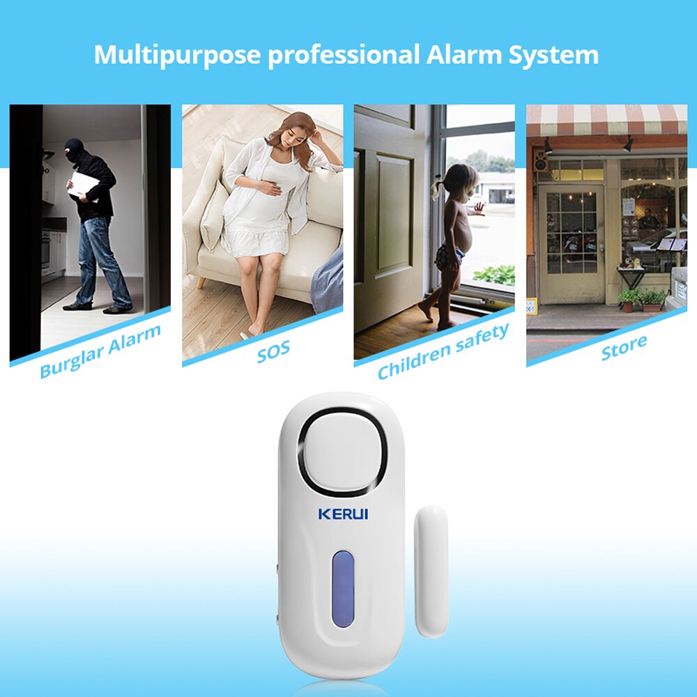 KERUI Home Alarm Syetem Wireless Door Sensor with Remote Controller Battery Power Supply 433MHz Home Burglar Alarm System