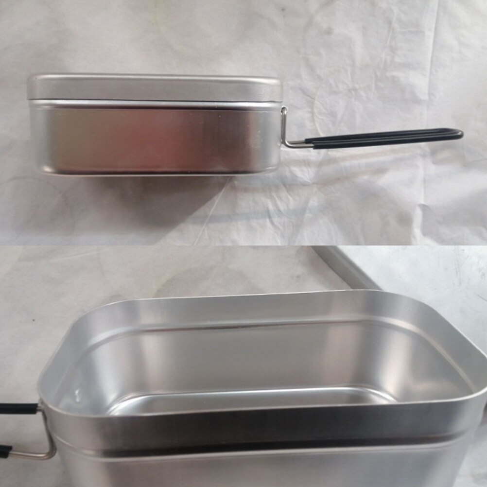 Lattina di alluminio pranzo scatola con Coperchio Contenitore di Alimento Pranzo Gavetta per Interni Esterni di Campeggio di picnic (Argento)