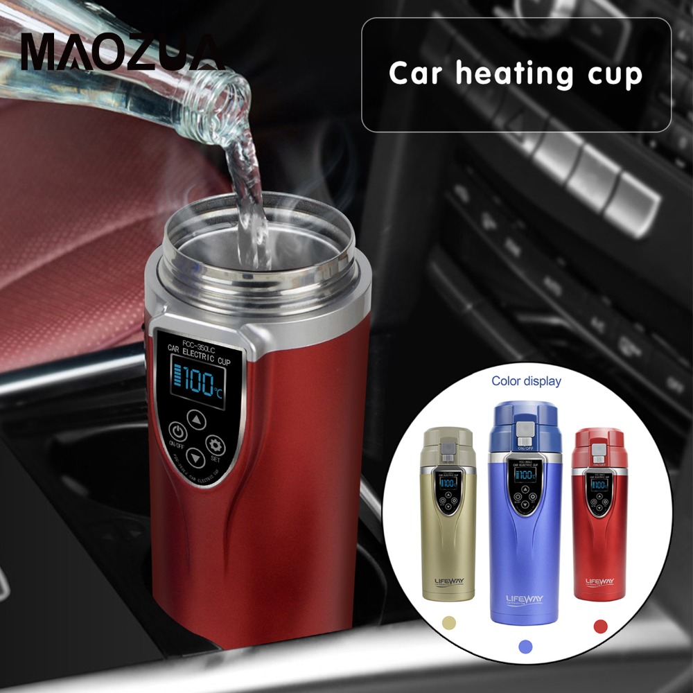350ml Car Heating Cup 12V/24V Water Heater Kettle Coffee Tea Boiling Heated Mug Vehicle Water Heater Maker Travel kettle for Car