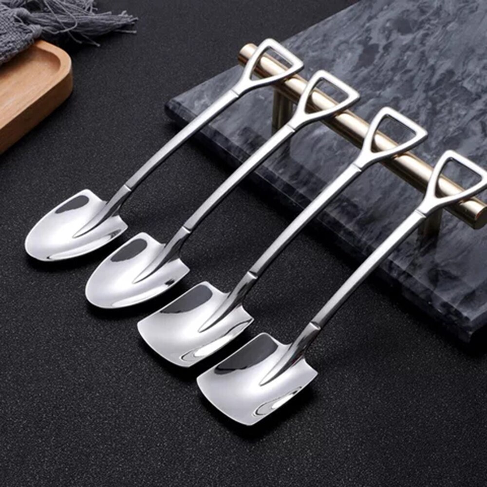 Coffee Spoon Ice Cream Spoon Tableware Stainless Steel Decoration Kitchen Bar Supplies Retro Shovel Tea Spoon