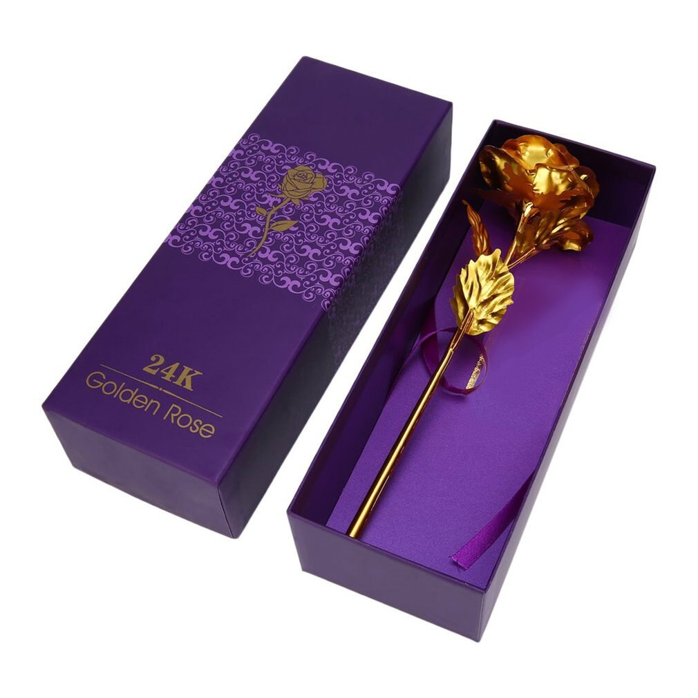24k Gold Foil Plated Rose Lasts Forever Rose for Lover's Wedding Christmas Day