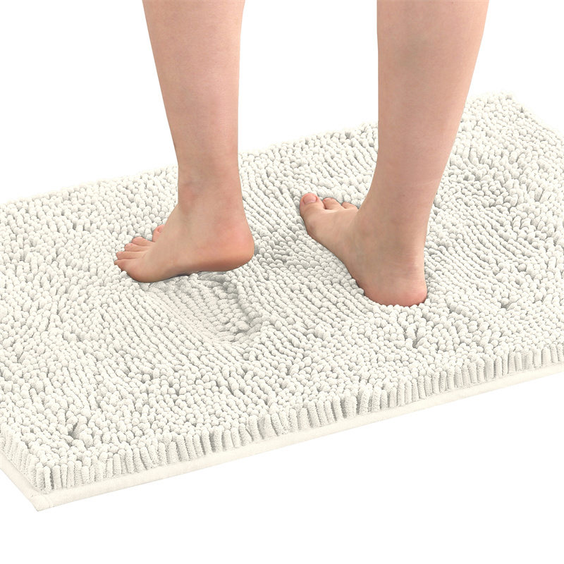 Chenille Absorberende Badkamer Vloermat Antislip Badkamermatten Badkleed Lang Haar Vloermat Slaapkamer Deur Tapijt Woondecoratie: 400mm x 400mm / Black