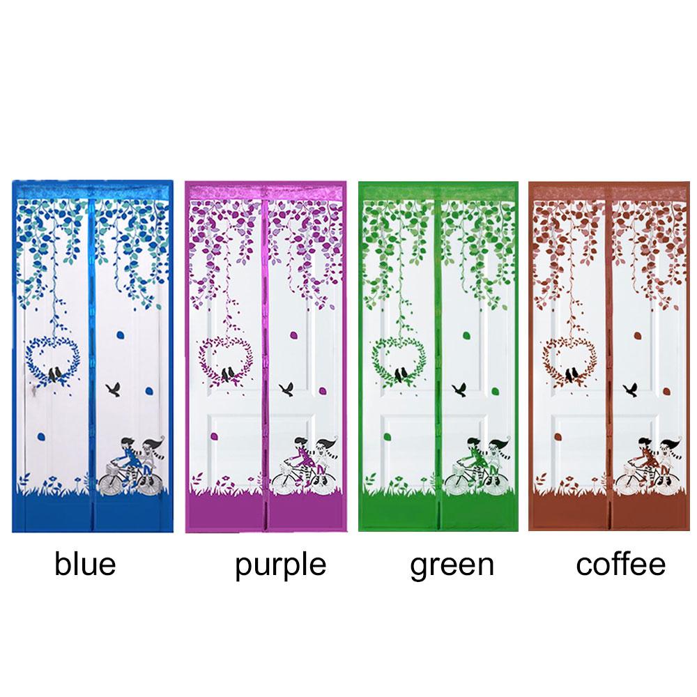 Magnet Mosquito Net Bicycle Lovers Pattern Soft Yarn Insect Screen Curtain Window Fly Magnetic Door Curtains Anti-Mosquito Mesh