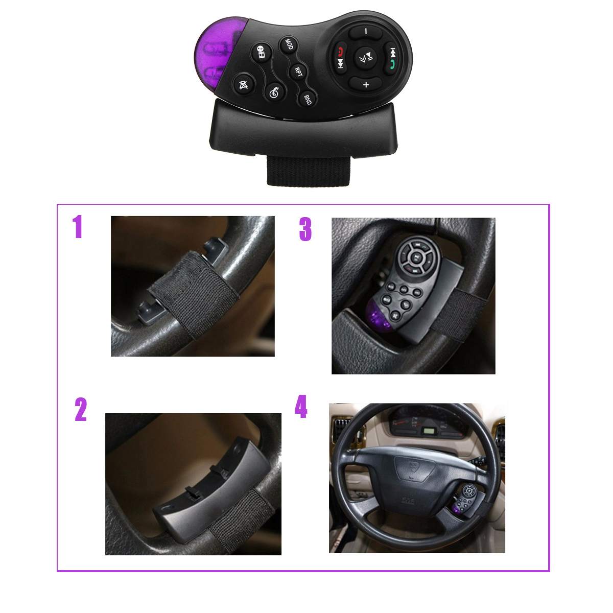 Volante de coche Universal Control remoto Tecla de botón para la navegación del coche reproductor de música Multimedia DVD Android Radio de coche