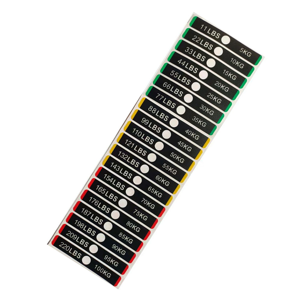 Etiquetas de pila de pesas para equipos de gimnasio, 5-100/150kg, 4,5-90kg, 6,83-100kg, pegatinas de placa de peso con agujeros para pasadores, piezas de máquinas de Fitness: Oro
