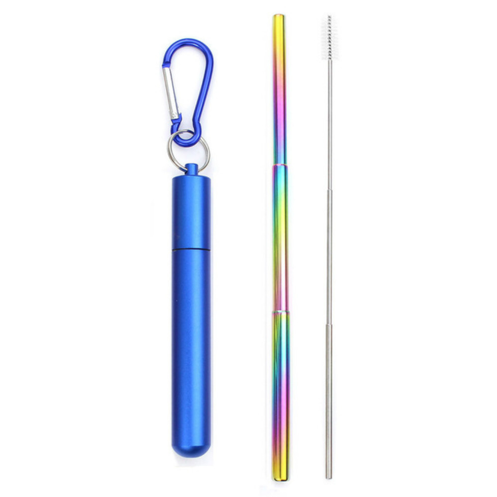 Paille télescopique en acier inoxydable, pliable et réutilisable, Portable, avec étui et brosse pour voyage en plein air: 6