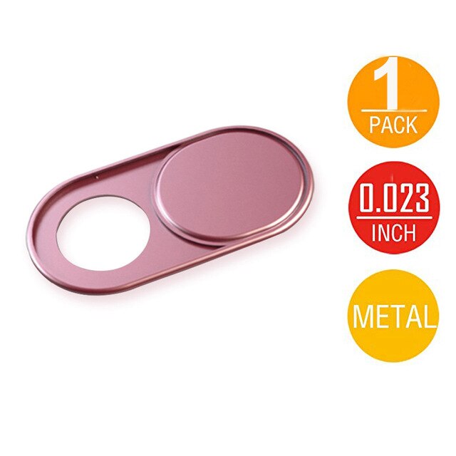 Ultra delgado portátil Cámara lente de cámara Web cubierta de ojo de pez deslizante de Metal cámara Web etiqueta MacBook iPad iMac Cámara bloqueador del obturador: Pink 1pc no package