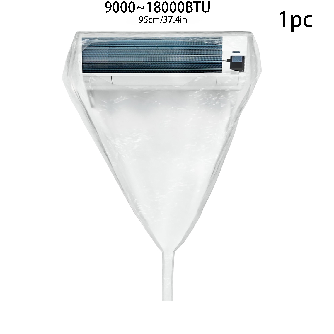Kit de cubierta de limpieza de aire acondicionado grande de 95/125cm, bolsa de agua totalmente cubierta, juego de herramientas de eliminación de polvo de CA, limpiador grueso, verano: Verde claro