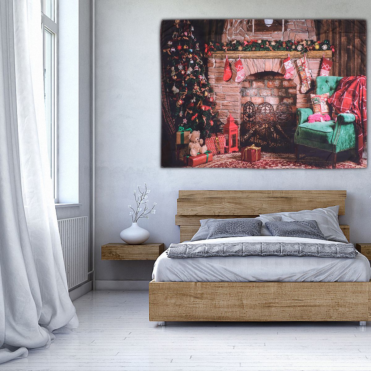 1PC Christmas Wall Tapestry Background Wall Cloth Wall Decorative Hanging Cloth