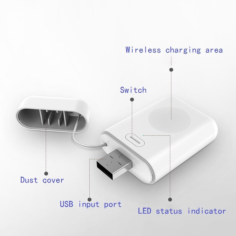 Power Bank Qi Draadloze Oplader Voor Apple Horloge Serie 1 2 3 4 5 6 Se Mini Oplader Externe Batterij pack Voor Apple Horloge 38 42 Mm