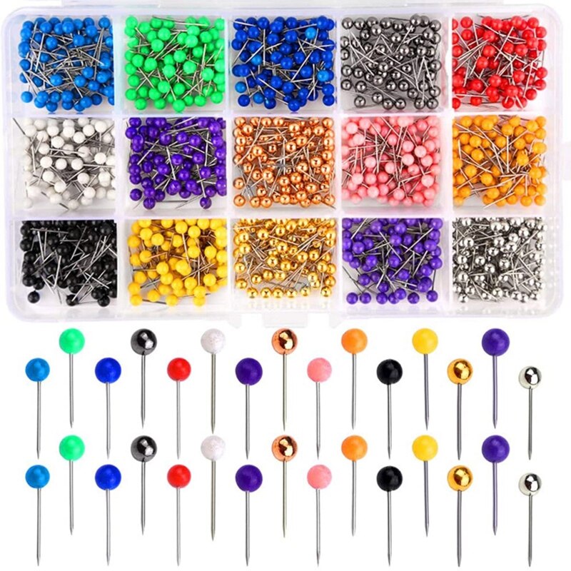 600 stuks push pins,duimkopspijkers voor muur prikbord kaart