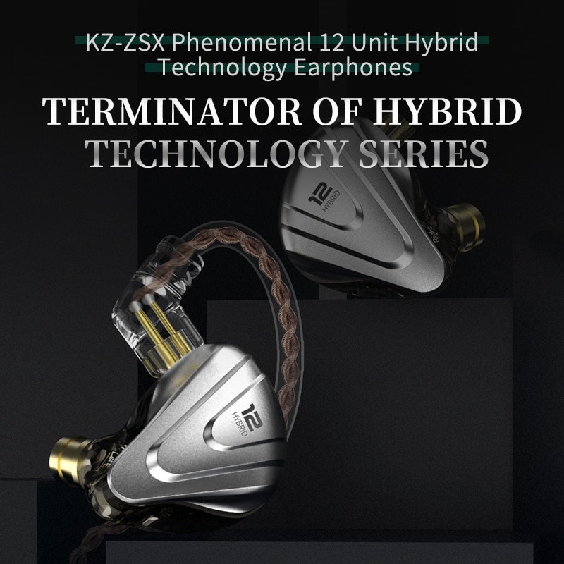 Kz zsx metal-ohrhörer 5ba+1dd hybrid-technologie, 12 treibern, hifi-bass, in-ear-monitor-kopfhörer mit geräuschunterdrückung