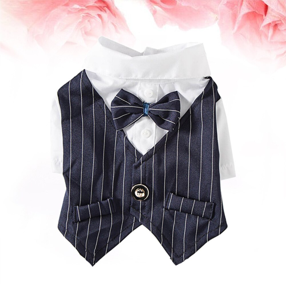 Overhemd bruiloft feest pak lente zomer jas schattige kleding voor hond huisdier kat (marine maat xs): Marine