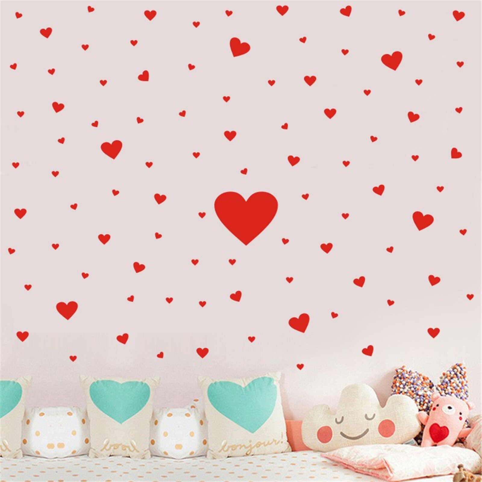 25 # Valentijnsdag Muursticker Liefde Venster Sticker Koelkast Muurstickers Romantische Rode Diy Liefde Hart Bruiloft Decoratie