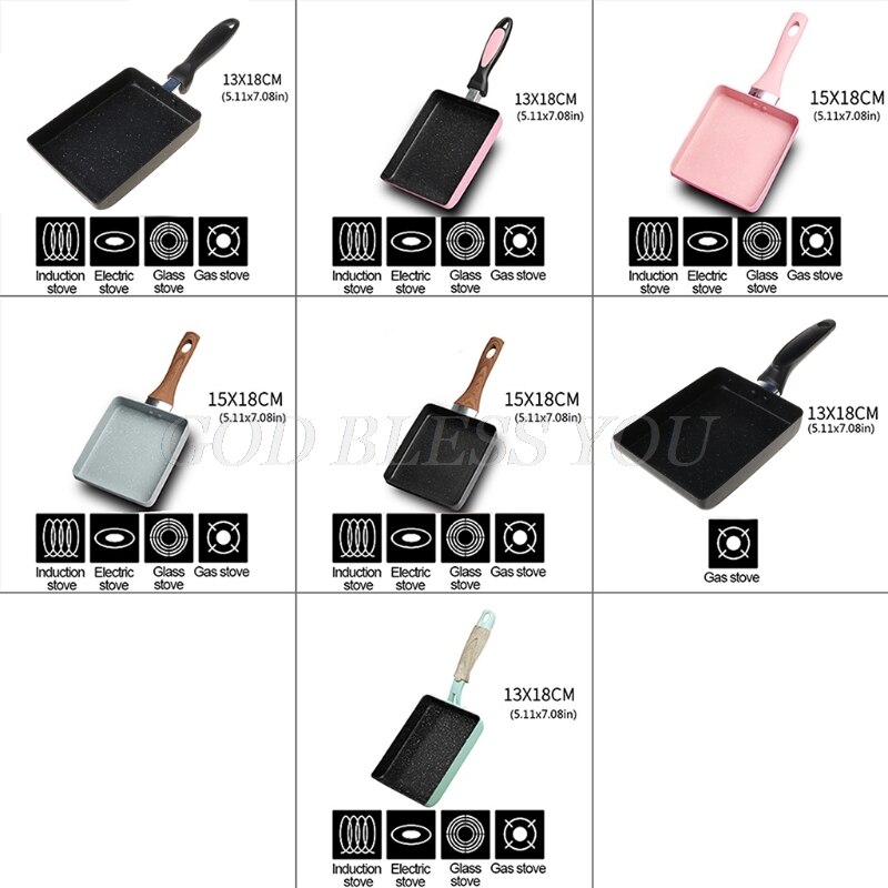 Retangular Omelette Pan Tamagoyaki Egg Pan, Nonstick Maifan Stone, Anti-Scalding Handle for Glass ,Electic Gas Stove
