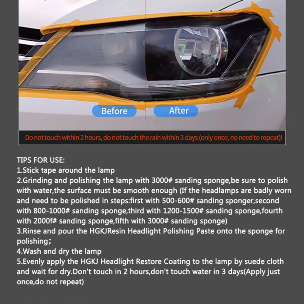 Car Headlight Lens Restoration System Repair Kit Plastic Light Polishing Cleaner Repair Minor Scratches