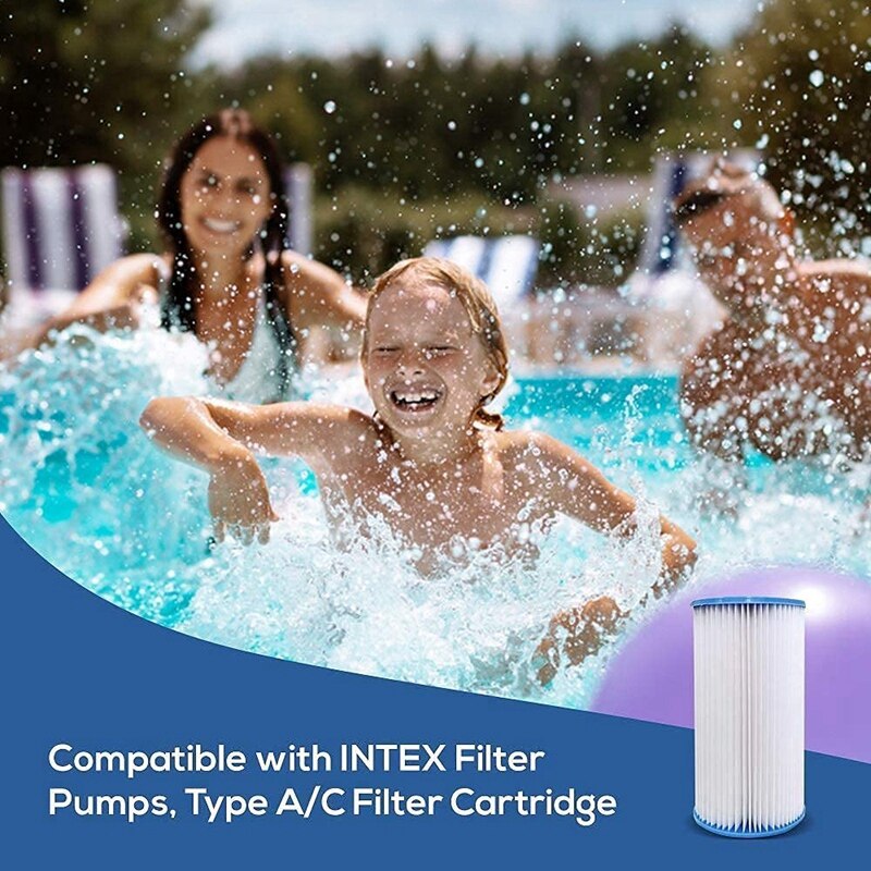 Cartucho de filtro de repuesto tipo a, Compatible con piscinas INTEX, para 29000, paquete de 6