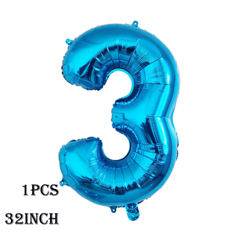 32 pulgadas 1 Uds globo de aluminio número 0 1 2 3 4 5 6 7 8 9 niños niñas de cumpleaños globos azul profundo suministro de