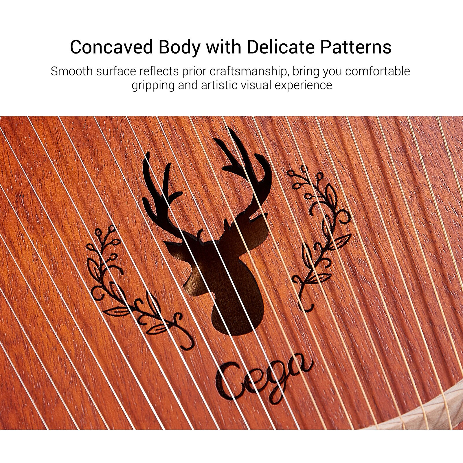 19-- strängad trä lyra harpa resonanslåda stränginstrument med stämnyckel 3 st hackor