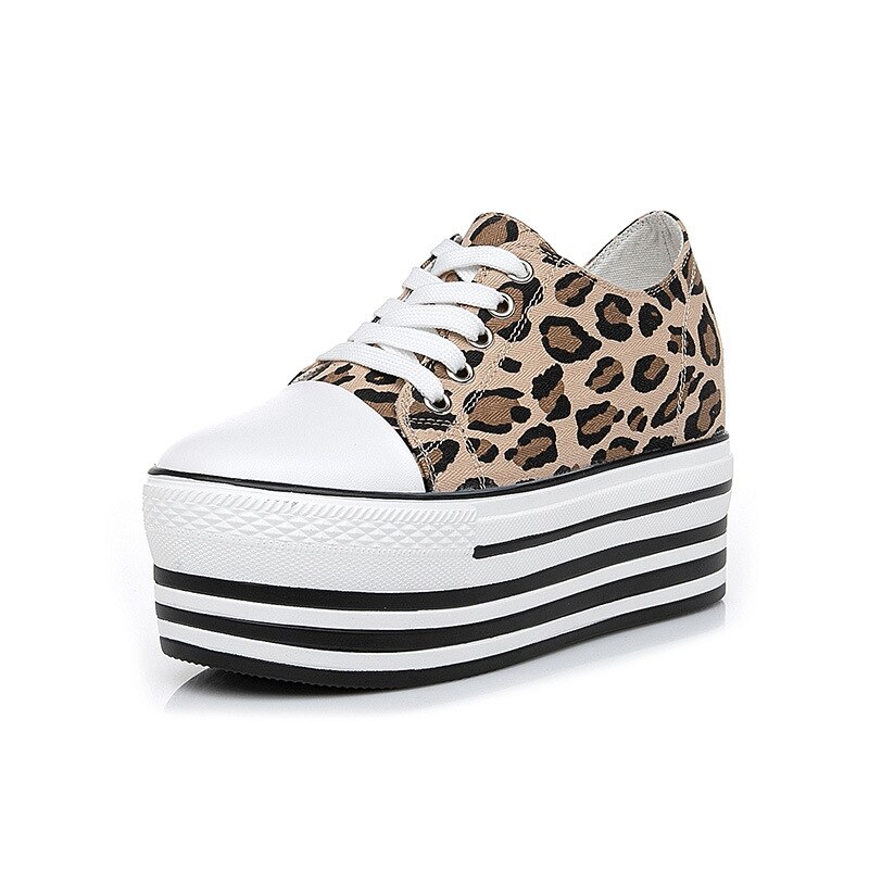 Style Sneakers Females Leopard platform wedges Walking sports Shoes Height Increasing Women Running Shoes ZZ-22