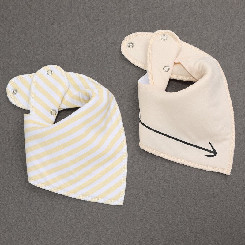 Bavettes unisexe pour bébés, en Bandana, 2 pièces, boutons ajustables, pour bavoirs pour -né, 100% coton, accessoires utiles pour bébés: K20007